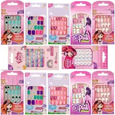 Kit 120 Unhas Postiças Kids Infantil Teen Decoradas Esmaltes