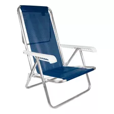 Cadeira Praia Aluminio Reforçada Reclinavel 8 Posiçoes Cor Azul-marinho