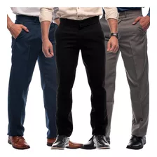 Kit Com 3 Calça Social Masculina Tradiconal Tamanho Especial