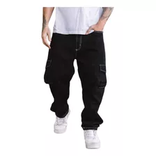 Pantalón Cargo De Jean Rígido Hombre Mom Talles Amplios