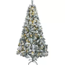 Arbol Navidad Nevado 180 Cm Luces Led Frondoso 600 Ramas Color Verde