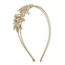 Diademas - Lux Accessories Gold Tone Crystal Rhinestone Flor