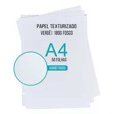 Papel Vergê 180g A4 Texturizado Branco Fosco Com 50 Folhas