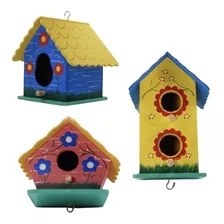 Casas De Passarinho Kit 3 Peças Ninho Para Aves