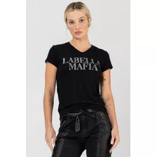 Blusa Camiseta Tees Preto Abertura Costas Labellamafia 31046