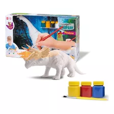 Dinossauro Didático Para Colorir Brinquedo C/ Guache Acrilex