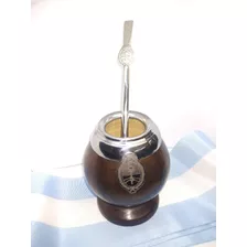 Mate Y Bombilla Artesanal ! Dije Escudo Nacional