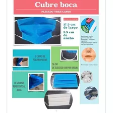 Cubrebocas Tricapa Plisado Azul Quirurgico C/10 Pzas