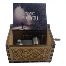 Caja Musical Madera Coldplay - Fix You Manivela Manual