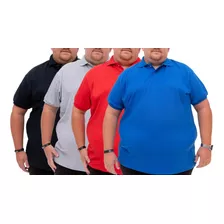 Kit 4 Camisetas Polo Plus Size - Do G1 Ao G5 - Frete Grátis