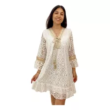 Vestido Mujer Broderie Importado Boho Hippie Chic Encaje