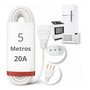 Cordão Extensão Elétrica Prolongador Tripolar 5 Metros 20a Branco 127/220v
