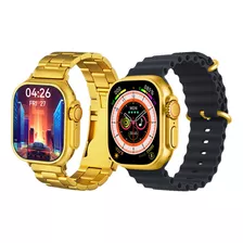Smartwatch Feminino Luxo Ultra Gold Ligações Nfc + Brinde
