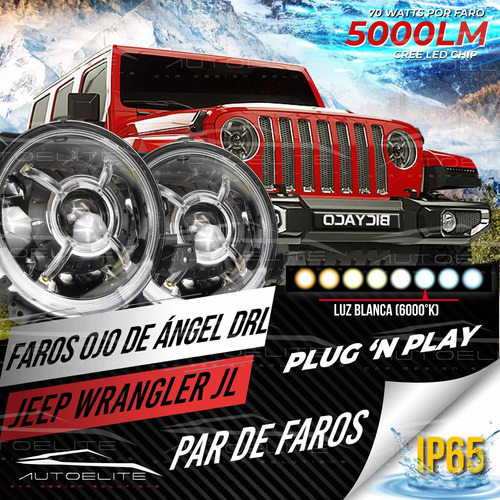 Par Faros Led Jeep Wrangler Jl 2018 Drl Ojos De Angel Foto 2