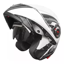 Casco Para Moto Rebatible Okinoi Okn-10 Blanco Con Gráfica Negra Talle Xl 