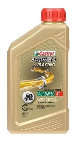 Aceite Castrol Power 1 Racing 4t 10w 50 Moto Sintetico 1 L