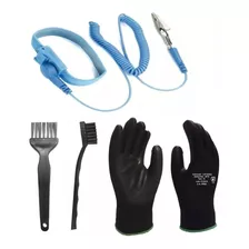 Kit Proteção Esd Anti Estática Pincel Escova Pulseira Luvas