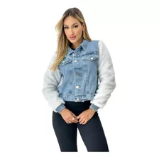 Jaqueta Pimenta Doce Pelinho Jeans Feminina Original