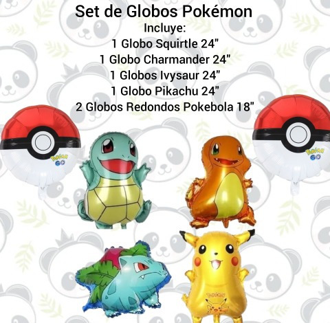 Set 6 Globos Decoración Pokémon / Pikachu / Charmander 