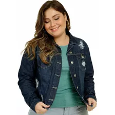 Jaqueta Jeans Plus Size Feminina Destroyed Cambos
