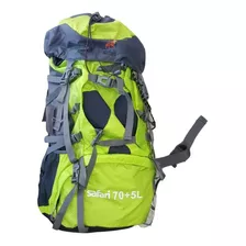 Mochila De Camping Safari Trekking Viaje Bp75 Ripstop 75lts Color Verde Diseño De La Tela Liso