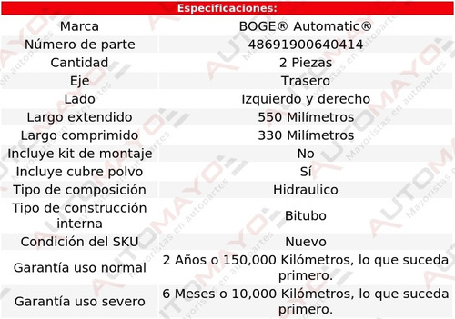 Juego 2 Amortiguadores Tra Boge Caravelle Fwd L4 2.2l 85-88 Foto 2