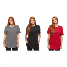 Kit 3 Camiseta Feminina Oversized Longline Swag - C1