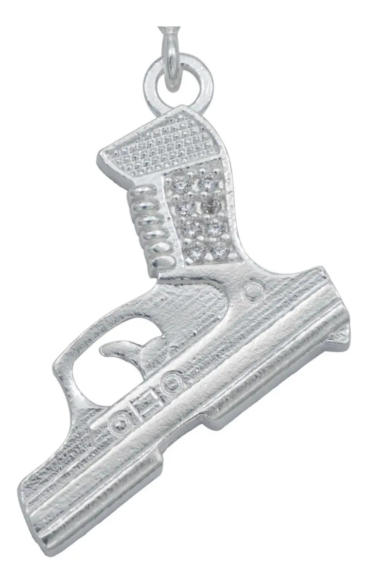 Dije Plata 925 Pistola Glock con Zirconia Blanca Brillante - Imagen 1