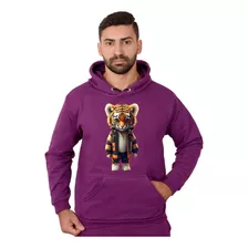 Blusa Moletom Tigre 3d Canguru Descolado Casaco Quentinho