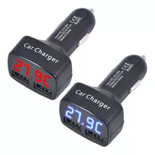 Cargador Doble Puerto Usb Auto Termometro Temperatura Volts®