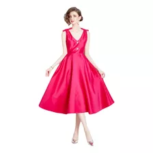 Vestido De Fiesta Con Cuello En V Y Lazo 3d Estilo Hepburn C