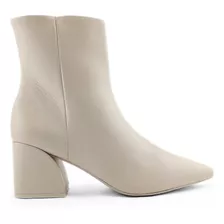 Bota Cano Curto Feminina Via Uno Branca Bico Fino Ankle