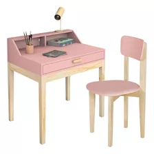 Kit Conjunto Mesa Mdf E Cadeira Menina Escrivaninha Estudo 