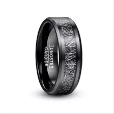 Anillo De Tungsteno Silver Black Hombre Moda Masculina 