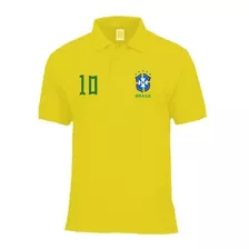 Camiseta Brasil Gola Polo Masculina 10 E 20 Copa Do Mundo