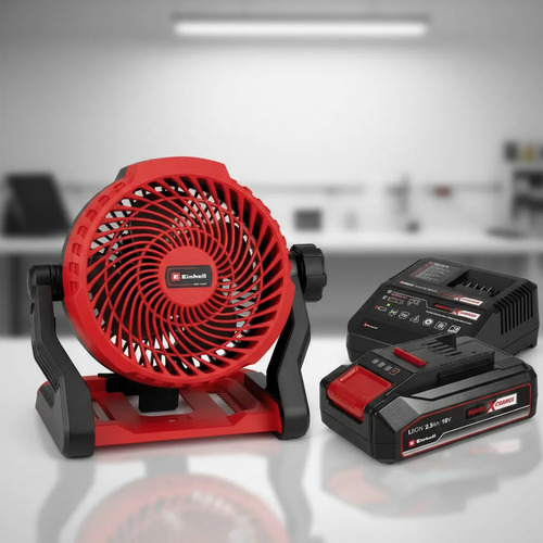Kit Einhell: Ventilador Inalámbrico Batería 18v 18cm + Cargador Y Batería 18v 2.5ah Litio
