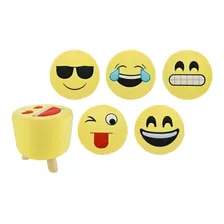 Taburete Emoji De Madera 3 Patas 28cm Banco Banquito