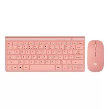 Kit Teclado E Mouse Adaptador Usb 2.4ghz Pc Rosa Bk-8066p