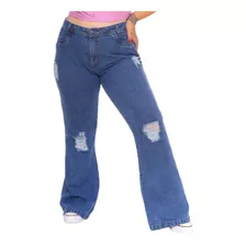 Calça Jeans Feminina Pantalona Plus Size Premium Flare