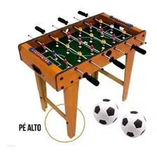 Mini Mesa Pebolim Totó Pé Alto 60cm 18 Jogadores Mdf Futebol Cor Da Mesa De Pebolim Marrom