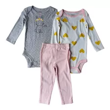 Conjunto Carters Pijama 3 Peças Manga Longa Com Calca