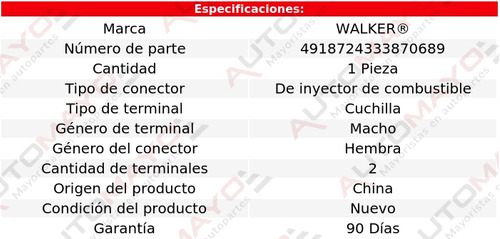 Un Conector Inyector Combustible Walker 9000 3.0l V6 95-97 Foto 3