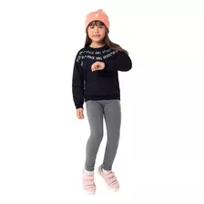 Legging Flanelada Infantil Feminina Inverno Cinza Elian