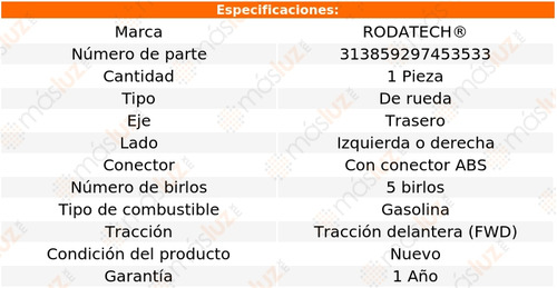 1- Maza Rueda Trasera Izq/der Sorento L4 2.4l 11/15 Rodatech Foto 7