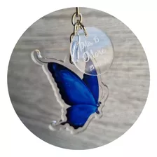 20 Llaveros Mariposa Azul Personalizado Souvenir