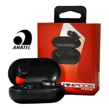 Fone De Ouvido Bluetooth Sem Fio In-ear Minipods Jr8 Preto Cor Da Luz Vermelho