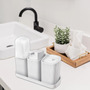 Kit Banheiro Suporte Escova Porta Algodão Sabonete Liquido Cor Branco