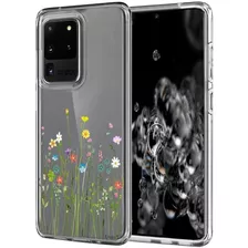 Funda Para Samsung Ga;axy S20 Ultra -transparente Con Flo...