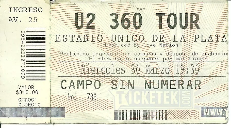 U2 360 Tour 30/03/2011