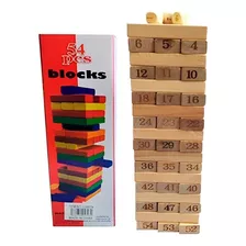 Juego De Torre De Maderas Numerico Con Dados 54 Piezas